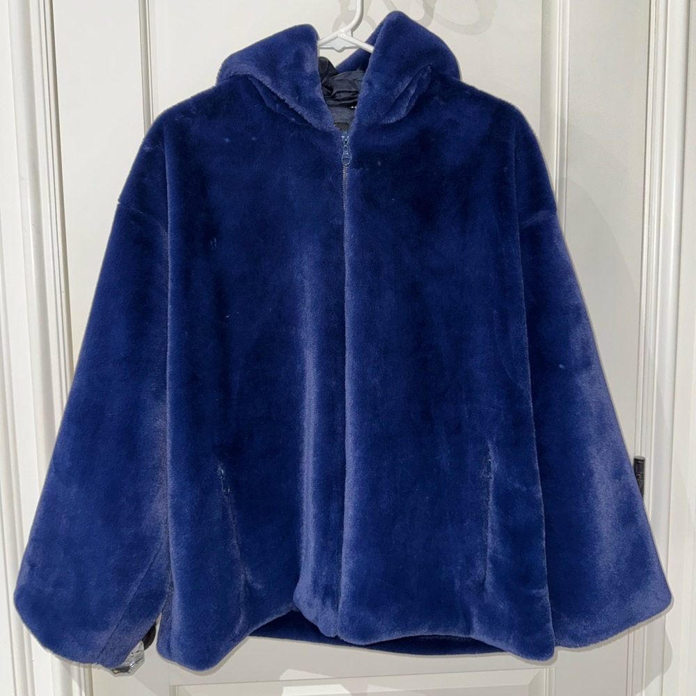 Blue Faux Fur Coat
